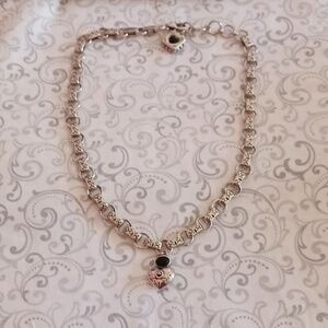 Brighton Chunky Link Silver Tone Black Accent  Necklace